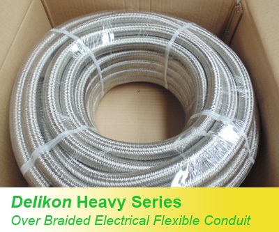 Heavy Series Over Braided Flexible Conduit and Heavy Series Conduit Fittings are specially designed for protecting electric and automation cables from the harsh environments found in steel mills, coke plants and glass manufacturing