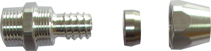 Screw in design for small diameter braided flexible metal conduit