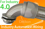 Delikon heavy series over braided flexible conduit and connector are specifically designed to protect Industry 4.0 power, control and instrumentation cable.