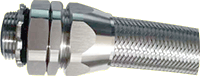 Delikon emi rfi shielding over braided flexible corrugated nylon conduit with heavy series swivel connector